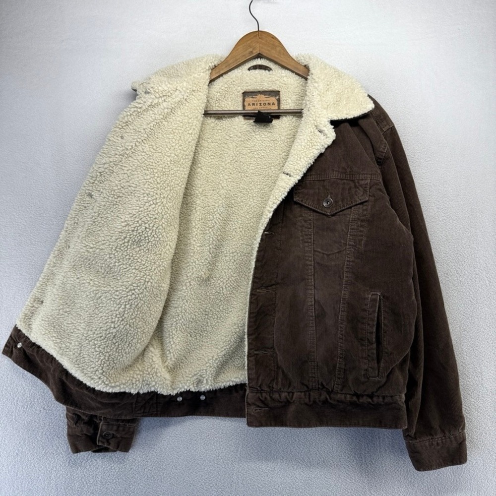 Vintage Arizona Jacket Mens Medium Brown Sherpa Lined Corduroy Trucker Bomber